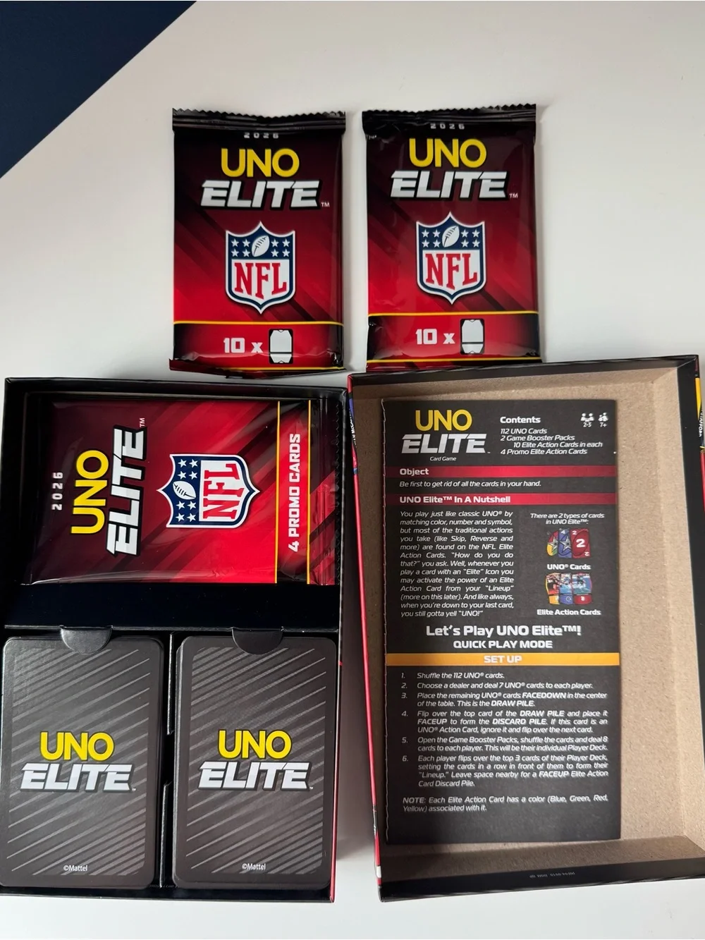 2026 UNO Elite NFL Core Edition Starter Pack Mattel Football Card Game